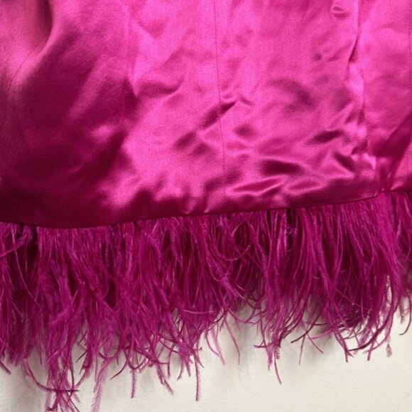 Cami NYC Roxanne Feather Trimmed Barbie Core Satin Slip Dress in Magnolia - Picture 11 of 16